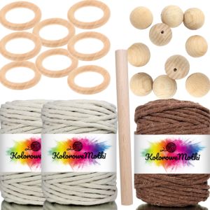 Zestaw do makramy 22 elementy Brązowy
