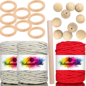 Zestaw do makramy 22 elementy Czerwony