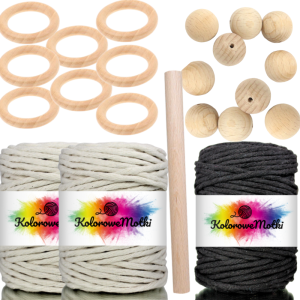 Zestaw do makramy 22 elementy Czarny