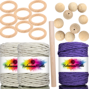 Zestaw do makramy 22 elementy Lawendowy