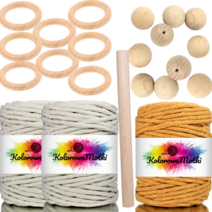 Zestaw do makramy 22 elementy Musztardowy