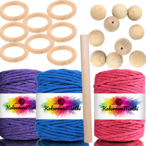 Zestaw do makramy 22 elementy Kolorowy