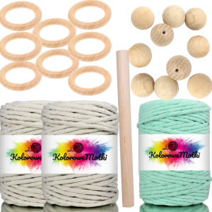Zestaw do makramy 22 elementy Miętowy