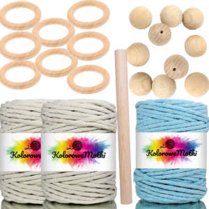 Zestaw do makramy 22 elementy Błękitny