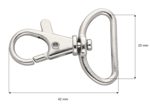 Karabińczyk Metalowy 25 mm Rybka 6,0g Nikiel 2szt