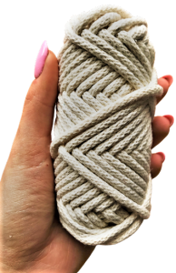 Sznurek bawełniany pleciony 20m 5mm Kość Słoniowa