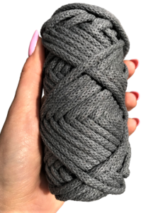 Sznurek bawełniany pleciony 20m 5mm Ciemny Szary