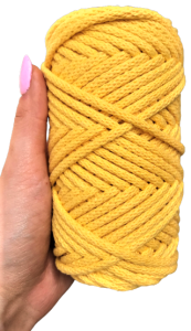Sznurek bawełniany pleciony 50m 5mm Jasny Żółty