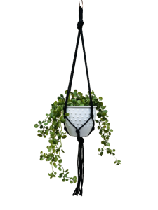 Kwietnik wiszący makrama ze sznurka boho CZARNY