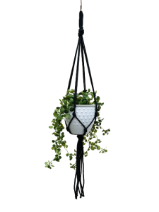 Kwietnik wiszący makrama ze sznurka boho ANTRACYT