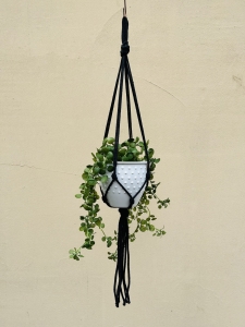 Kwietnik wiszący makrama ze sznurka boho ANTRACYT