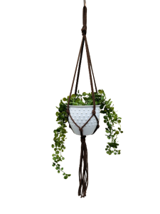 Kwietnik wiszący makrama ze sznurka boho BRĄZ