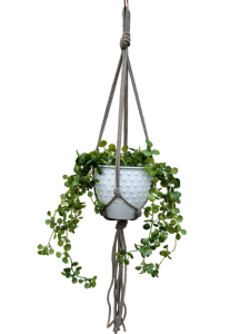 Kwietnik wiszący makrama ze sznurka boho CIEMNY BEŻ