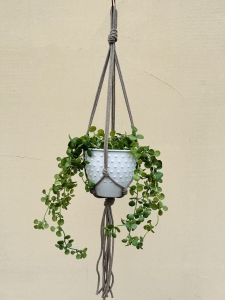 Kwietnik wiszący makrama ze sznurka boho CIEMNY BEŻ