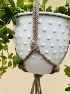 Kwietnik wiszący makrama ze sznurka boho CIEMNY BEŻ