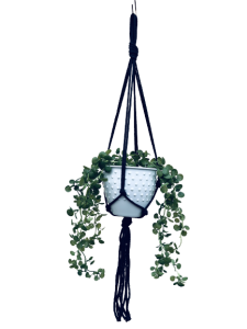 Kwietnik wiszący makrama ze sznurka boho ATRAMENT