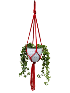 Kwietnik wiszący makrama ze sznurka boho CZERWONY