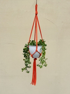 Kwietnik wiszący makrama ze sznurka boho POMARAŃCZ