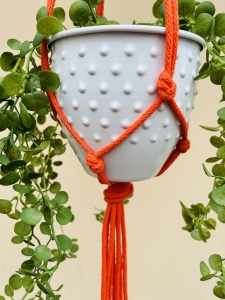 Kwietnik wiszący makrama ze sznurka boho POMARAŃCZ