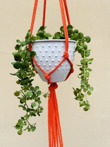 Kwietnik wiszący makrama ze sznurka boho POMARAŃCZ