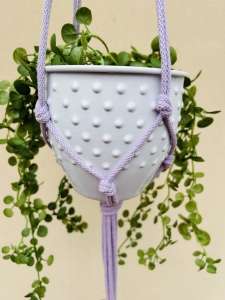 Kwietnik wiszący makrama ze sznurka boho LILIOWY