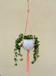 Kwietnik wiszący makrama ze sznurka boho ŁOSOŚ