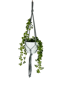 Kwietnik wiszący makrama ze sznurka boho CIEMNY SZARY