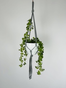 Kwietnik wiszący makrama ze sznurka boho CIEMNY SZARY