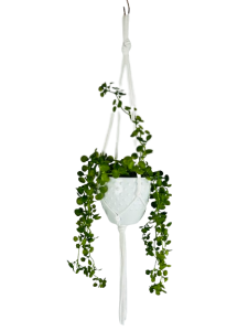 Kwietnik wiszący makrama ze sznurka boho BIAŁY