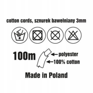 Sznurek Bawełniany Pleciony 100m 3mm Jasny Żółty