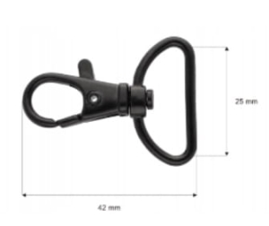 Karabińczyk Metalowy 25mm Rybka Czarny Brelok Mat