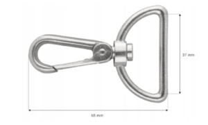 Karabińczyk Metalowy 37mm Nikiel Połysk Brelok