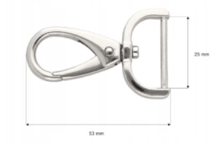 Karabińczyk Metalowy 25mm Nikiel Srebrny Brelok