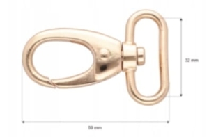 Karabińczyk Metalowy 32mm Jasne Złoto Brelok Złoty