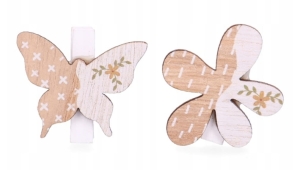 Spinacze Klamerki Kwiatki Motylki Naturalne 6szt