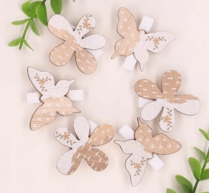 Spinacze Klamerki Kwiatki Motylki Naturalne 6szt