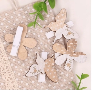 Spinacze Klamerki Kwiatki Motylki Naturalne 6szt