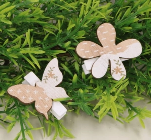 Spinacze Klamerki Kwiatki Motylki Naturalne 6szt