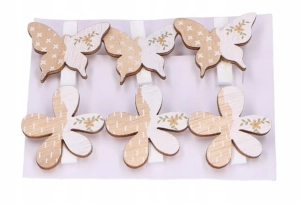 Spinacze Klamerki Kwiatki Motylki Naturalne 6szt