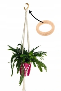 Kwietnik Wiszący Makrama ze sznurka BOHO z Kółkiem