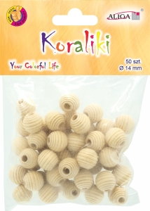 Koraliki Drewniane BARYŁKA naturalne Korale 50szt