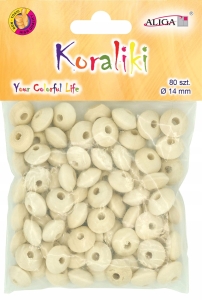 Koraliki Drewniane DYSKI naturalne Korale 80szt