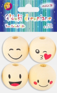 Główki Drewniane korale koraliki Buźki do Aniołków