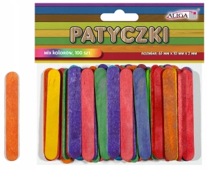 Patyczki Drewniane do Lodów Szpatułki KOLOROWE