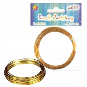 DRUT aluminiowy OZDOBNY gładki Złoty 1,25mm x 5m