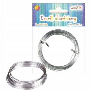 DRUT aluminiowy OZDOBNY gładki SREBRNY 1,25mm x 5m