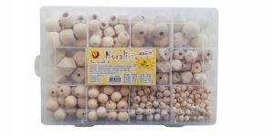 Korale Drewniane Kulki Zestaw do Makramy w Pudełku