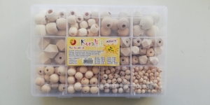 Korale Drewniane Kulki Zestaw do Makramy w Pudełku