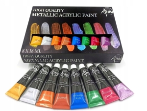 FARBY AKRYLOWE Metaliczne ZESTAW 18ml x 8 KOLORÓW