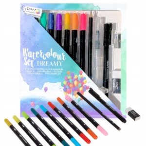 ZESTAW SZKICOWNIK I PISAKI AKWARELOWE WODNE